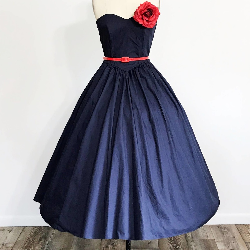 Laura Ashley Strapless Blue Dress